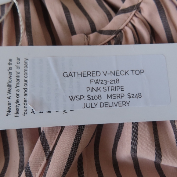 Never A Wallflower Pink Stripe Gathered V-Neck Top & Shorts Outfit Size XS NWT - Picture 4 of 7